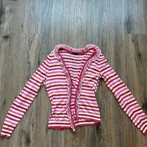 Striped ruffle Magaschoni cardigan